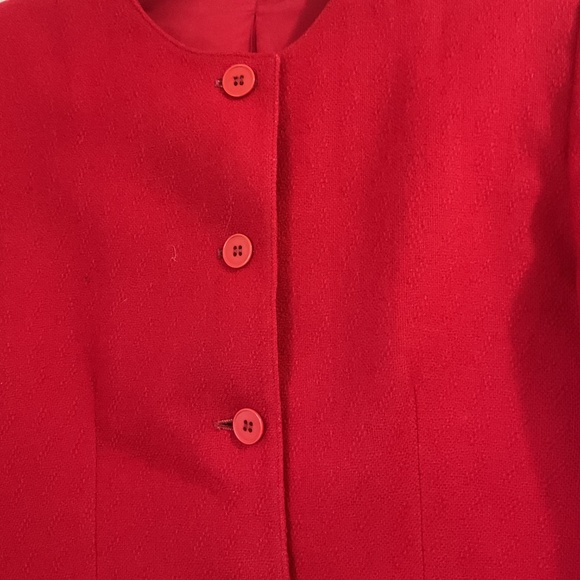 Vintage Evan Picone Wool Cropped Festive Red Blazer, Size 12 - Picture 4 of 6